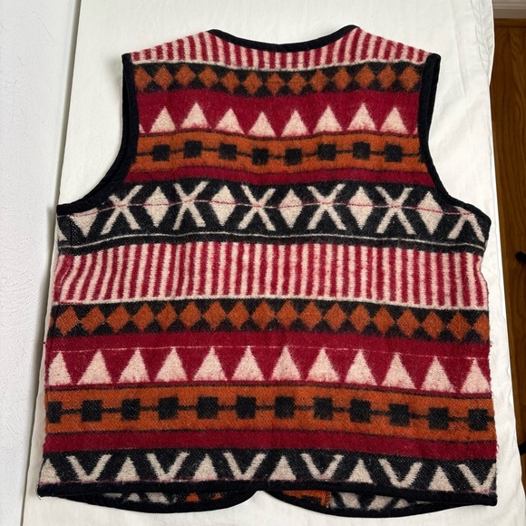 At Last Vintage Aztec Boho Bohemian Southwestern Tribal Wool Vest Unisex S - Picture 11 of 13